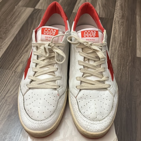 Golden Goose Ballstar 44 White/Strawberry Red Pre-Distressed - Picture 3 of 14